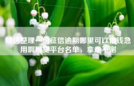 精选整理一份征信逾期哪里可以借钱急用啊网贷平台名单，拿走不谢