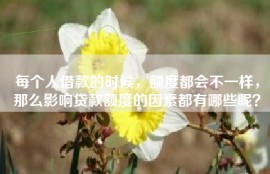 每个人借款的时候，额度都会不一样，那么影响贷款额度的因素都有哪些呢？