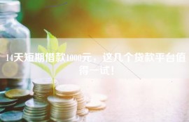 14天短期借款1000元，这几个贷款平台值得一试！