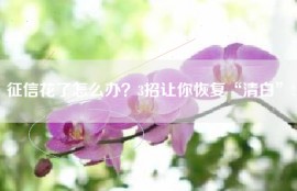 征信花了怎么办？3招让你恢复“清白”!