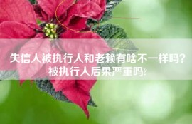 失信人被执行人和老赖有啥不一样吗？被执行人后果严重吗?