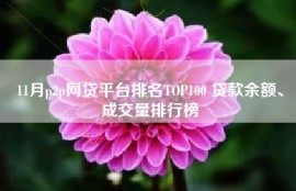 11月p2p网贷平台排名TOP100 贷款余额、成交量排行榜