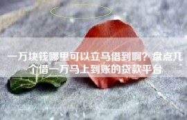 一万块钱哪里可以立马借到啊？盘点几个借一万马上到账的贷款平台