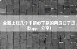 全新上线几个申请必下款的网贷口子贷款app，分享！