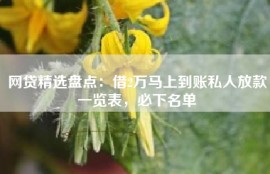 网贷精选盘点：借2万马上到账私人放款一览表，必下名单