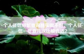 个人征信频繁查询其实很不好，个人征信一年查几次比较合适？
