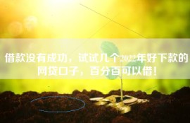 借款没有成功，试试几个2022年好下款的网贷口子，百分百可以借！