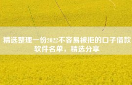 精选整理一份2022不容易被拒的口子借款软件名单，精选分享