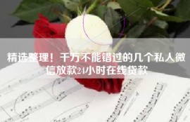 精选整理！千万不能错过的几个私人微信放款24小时在线贷款