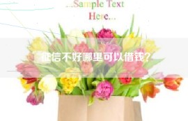 征信不好哪里可以借钱？