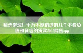 精选整理！千万不能错过的几个不看负债和征信的贷款2022网贷app