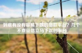 到底有没有容易下款的借款平台？几个不查征信立马下款的平台