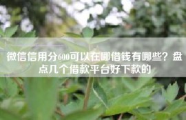 微信信用分600可以在哪借钱有哪些？盘点几个借款平台好下款的