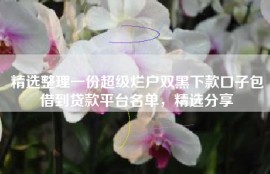 精选整理一份超级烂户双黑下款口子包借到贷款平台名单，精选分享