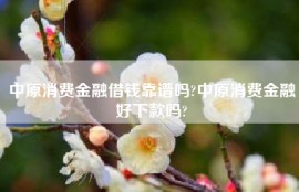 中原消费金融借钱靠谱吗?中原消费金融好下款吗?