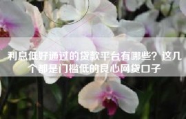 利息低好通过的贷款平台有哪些？这几个都是门槛低的良心网贷口子