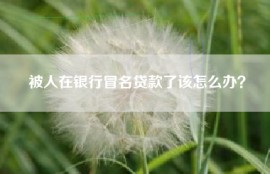 被人在银行冒名贷款了该怎么办？