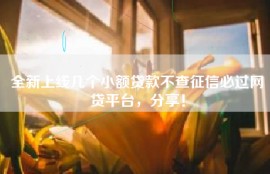 全新上线几个小额贷款不查征信必过网贷平台，分享！