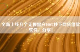 全新上线几个无视黑白100%秒下网贷借款软件，分享！