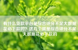 有什么贷款平台是综合评分不足大数据花必下款的？这几个就是综合评分不足大数据花必下款的