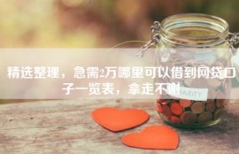 精选整理，急需2万哪里可以借到网贷口子一览表，拿走不谢