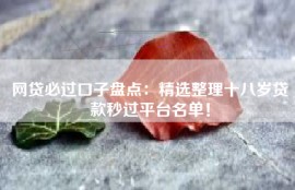 网贷必过口子盘点：精选整理十八岁贷款秒过平台名单！