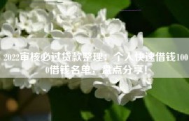2022审核必过贷款整理：个人快速借钱1000借钱名单，盘点分享！