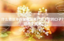 什么借款平台是网贷黑户能下款的口子？这几个就是
