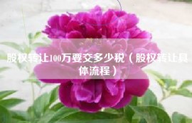 股权转让100万要交多少税（股权转让具体流程）