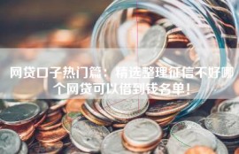 网贷口子热门篇：精选整理征信不好哪个网贷可以借到钱名单！