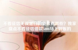 不看征信无视黑白的贷款有哪些？独家盘点不看征信借款5000马上到账的