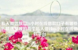 私人微信放款24小时在线借款口子有哪些？精选整理的几个私人借钱24小时在线借款平台