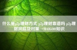 什么是p2p理财方式 p2p理财靠谱吗 p2p理财风险及对策→MAIGOO知识