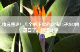 精选整理！几个必下款的网贷口子2022网贷口子，精选分享