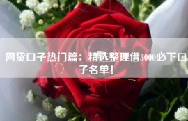 网贷口子热门篇：精选整理借3000必下口子名单！