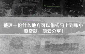 整理一份什么地方可以借钱马上到账小额贷款，简云分享！