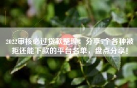 2022审核必过贷款整理：分享5个各种被拒还能下款的平台名单，盘点分享！