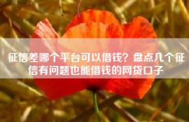 征信差哪个平台可以借钱？盘点几个征信有问题也能借钱的网贷口子