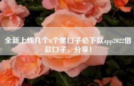 全新上线几个6个黑口子必下款app2022借款口子，分享！