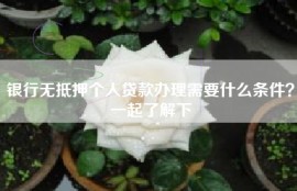 银行无抵押个人贷款办理需要什么条件？一起了解下