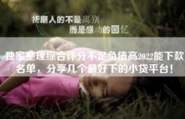 独家整理综合评分不足负债高2022能下款名单，分享几个最好下的小贷平台！