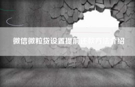 微信微粒贷设置提前还款方法介绍