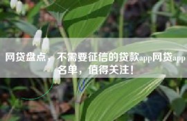网贷盘点，不需要征信的贷款app网贷app名单，值得关注！