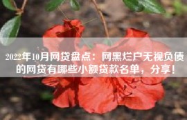 2022年10月网贷盘点：网黑烂户无视负债的网贷有哪些小额贷款名单，分享！