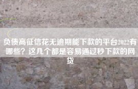负债高征信花无逾期能下款的平台2022有哪些？这几个都是容易通过秒下款的网贷