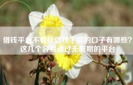 借钱平台不看征信秒下款的口子有哪些？这几个容易通过无前期的平台