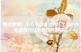 精选整理！千万不能错过的几个黑户什么软件可以借到钱网贷口子