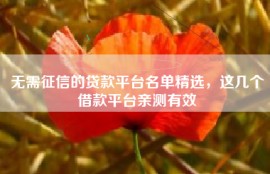 无需征信的贷款平台名单精选，这几个借款平台亲测有效