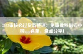 2022审核必过贷款整理：免审批秒借钱小额app名单，盘点分享！