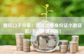 借钱口子分享：试试这些身份证小额贷款5千，快速到账！